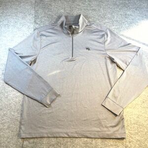 Tourney Mens 1/4 Zip Pullover Grey Stripe Golf Activewear Medium WR Logo‎